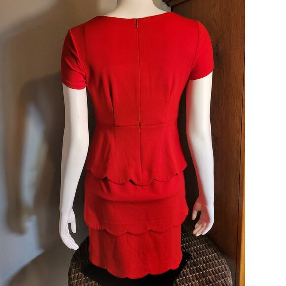 Alyx Petite Womens 2P Red Tiered Ruffle Tulip Hem Layered Cocktail Party Dress - Picture 3 of 11